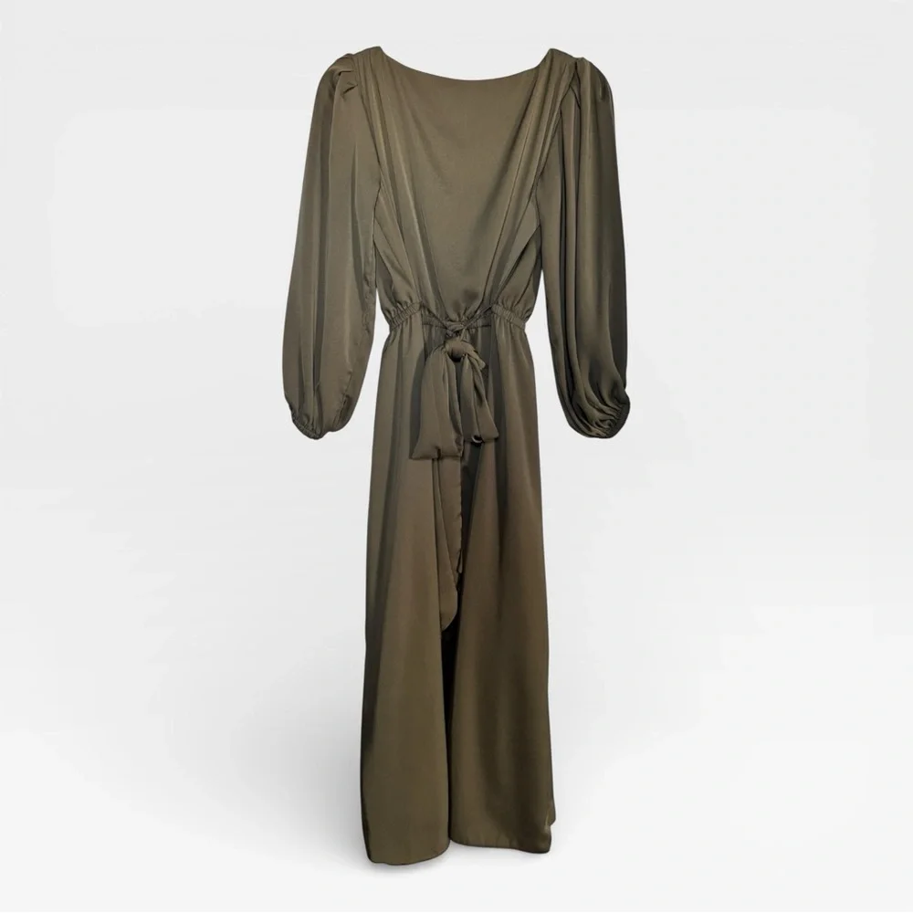 Banana Republic Blouson V-Neck Maxi Dress – Camo Green (Small) - Picture 3 of 8